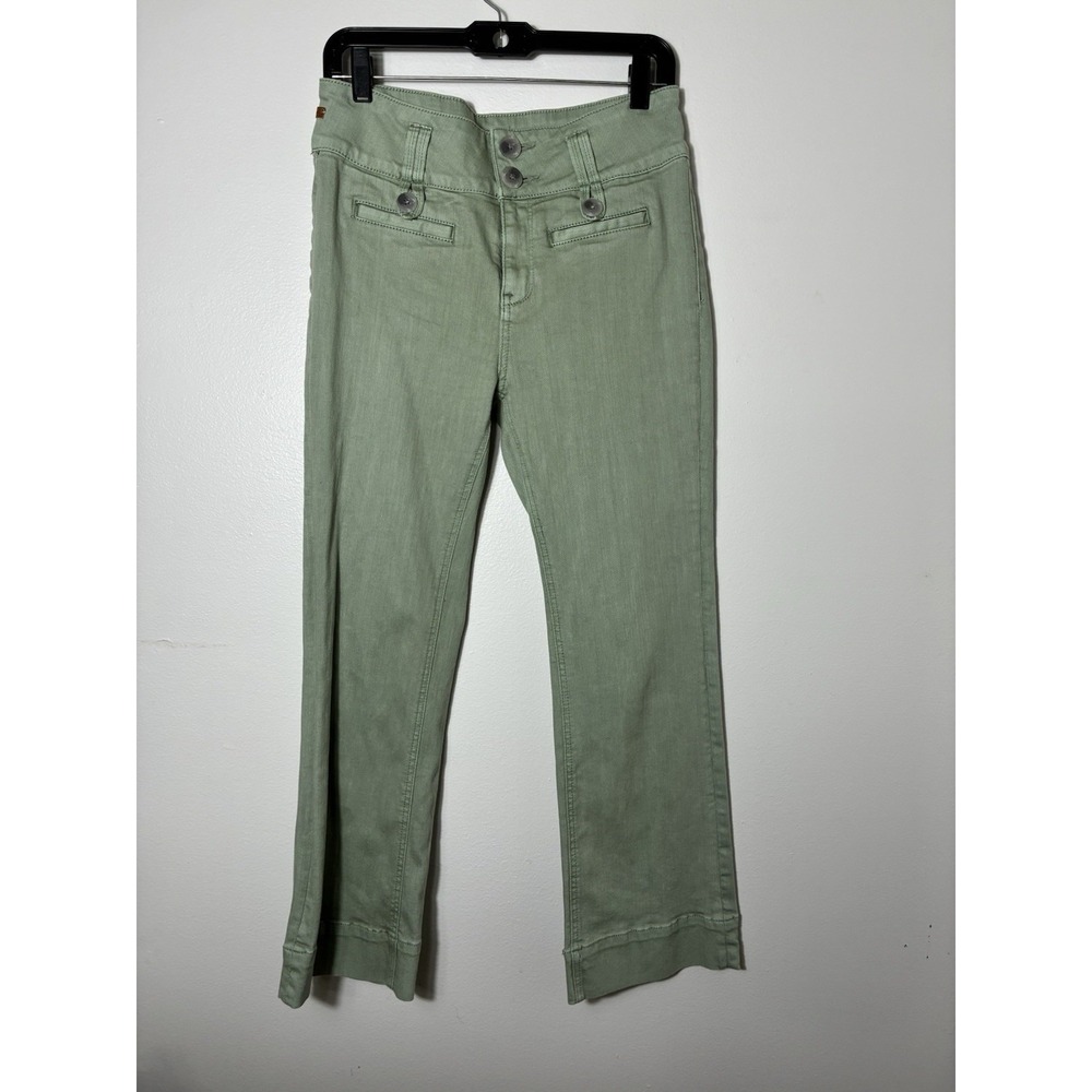 Pilcro High Rise Flare Jeans Sz 27 Green Minimalist Mid Rise Causal